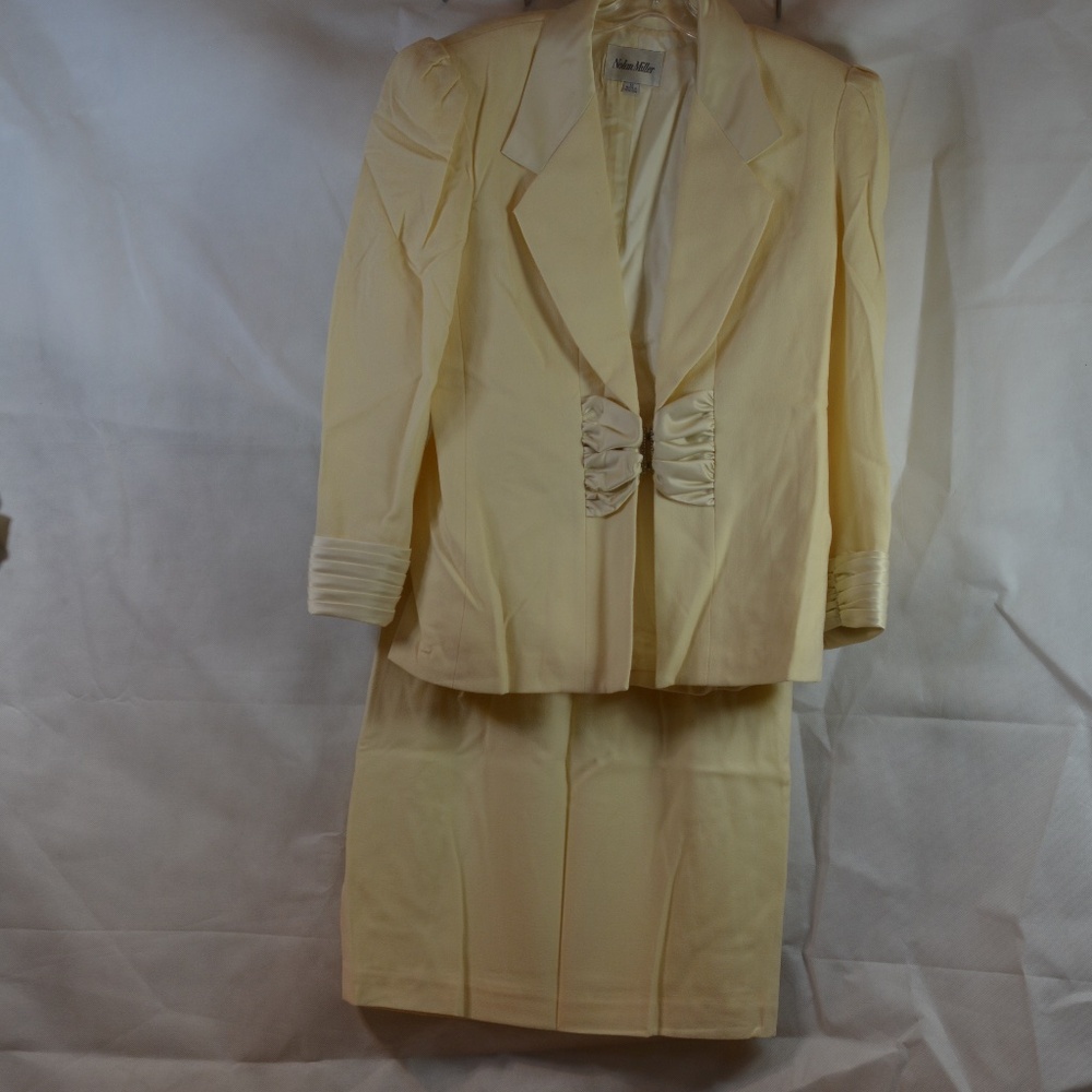 Vintage 3 pc Skirt Top Blazer Nolan Miller SZ 12 100% Wool